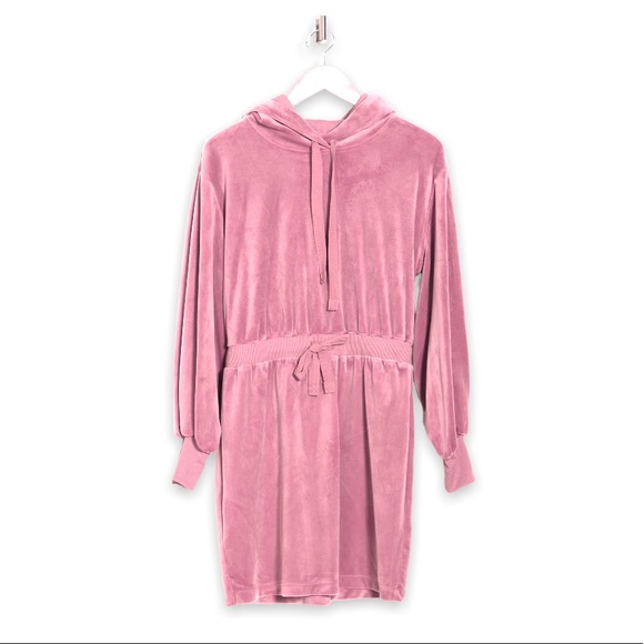 CALVIN KLIEN WOMANS VELOUR DRAWSTRING DRESS IN CAF OLE LIGHT PINK MEDIUM - Picture 3 of 8
